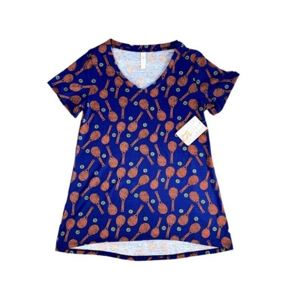 LuLaRoe Christy T Blue Orange Tennis Top XS